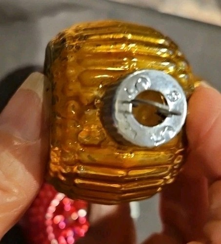 Lotto Vintage Vetro Bumpy Doppio Rientro Goffrato OVALE Ornamenti Natalizi Brite Lucido - Foto 6 di 10