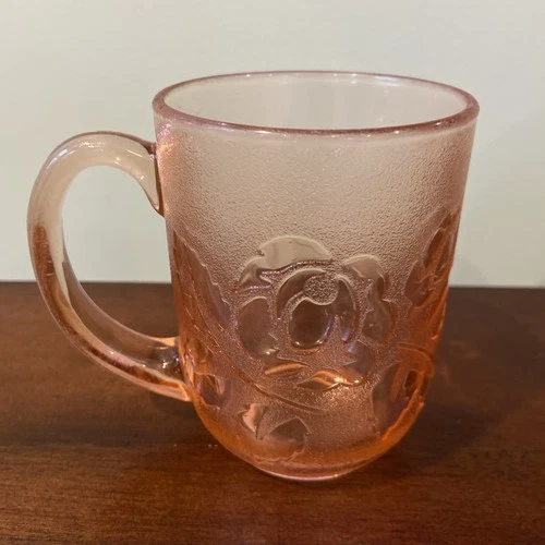 Vintage Pink Depression Glass Arcoroc France Rosaline Rose Coffee Mug