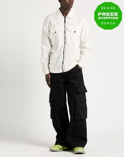 RRP€701 STONE ISLAND Overshirt Size L Ivory Logo Front Pockets Lightweight