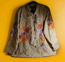 INDIGO MOON Jacket Women Embroidered Florals Beade Cool Buttons Think Spring QVC