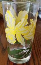 Old Swanky Swig Boscul Peanut Butter Glass Yellow Orchid Gray Highlight 5"