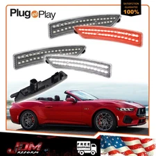 For Ford Mustang 2024-2025 Clear Front White+Rear Red LED Side Marker Lights 4X