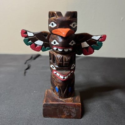 Handcrafted Authentic Alaska Craft Souvenir Totem Pole Ketchikan Carved Wood-35