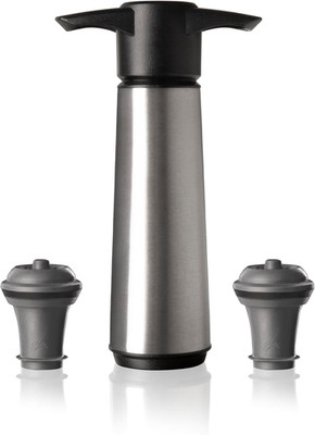 Vacu Vin Original Wine Saver Stainless Steel with 2 Vacuum Bottle Stoppers   Win