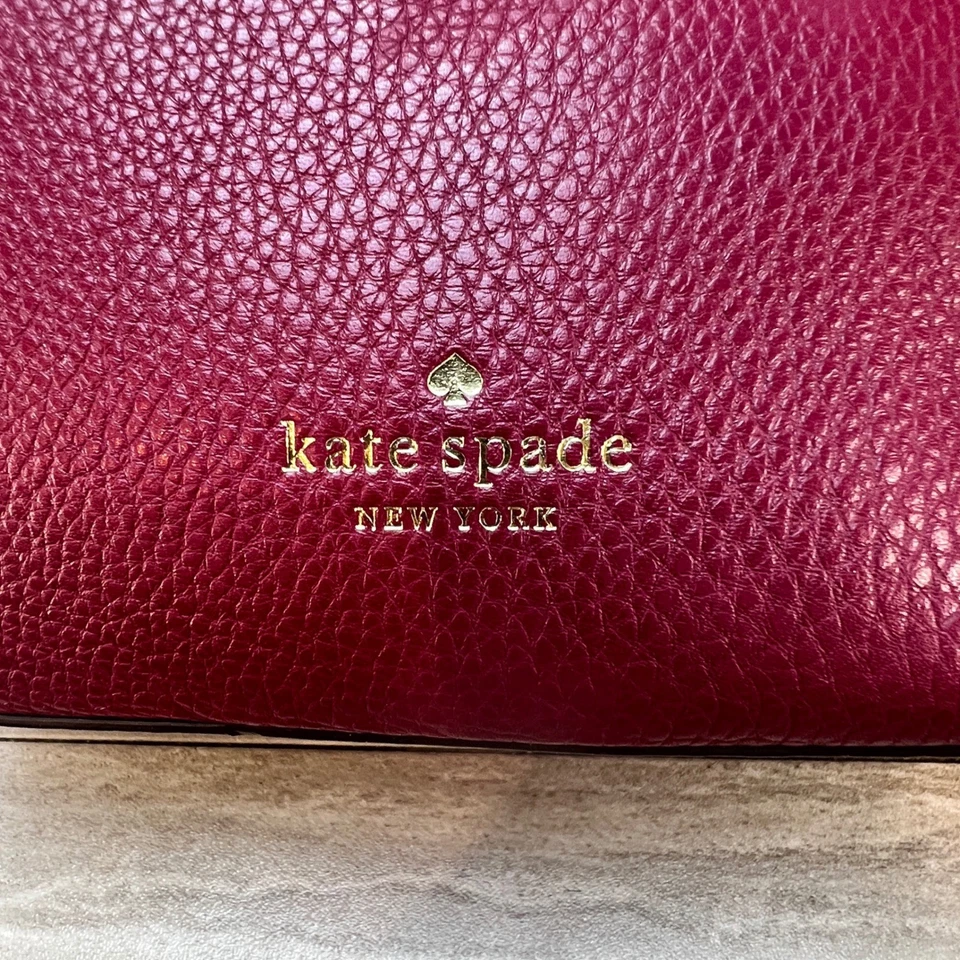 Kate Spade Marti Shoulder Bucket Drawstring Bag Maroon Pebbled Leather - Image 3 of 4