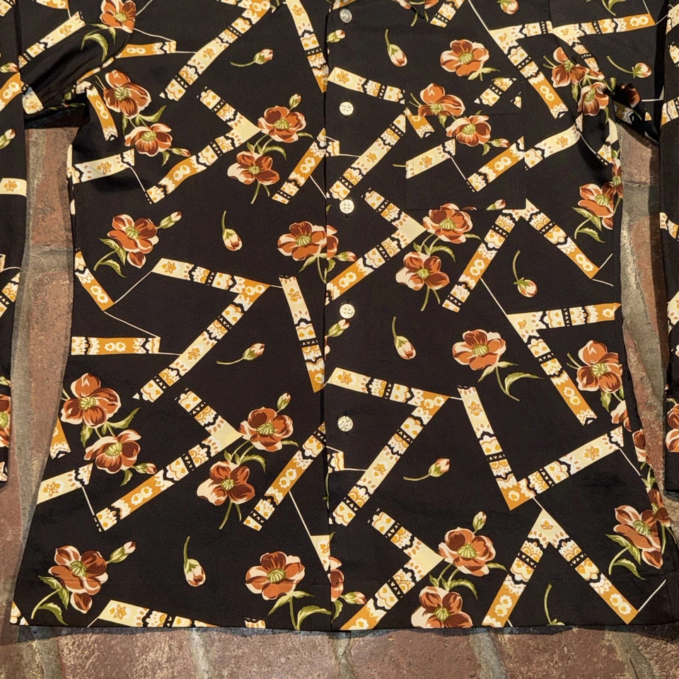 De Colección Años 70 Joel California Estampado Floral Hombre’s Abotonado Poliéster Talla Mediana Foto 4 de 4