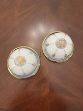 (2) Art Deco Hanging Floral Bowls Flycatcher Plafonnier Flush Mount Glass Shades