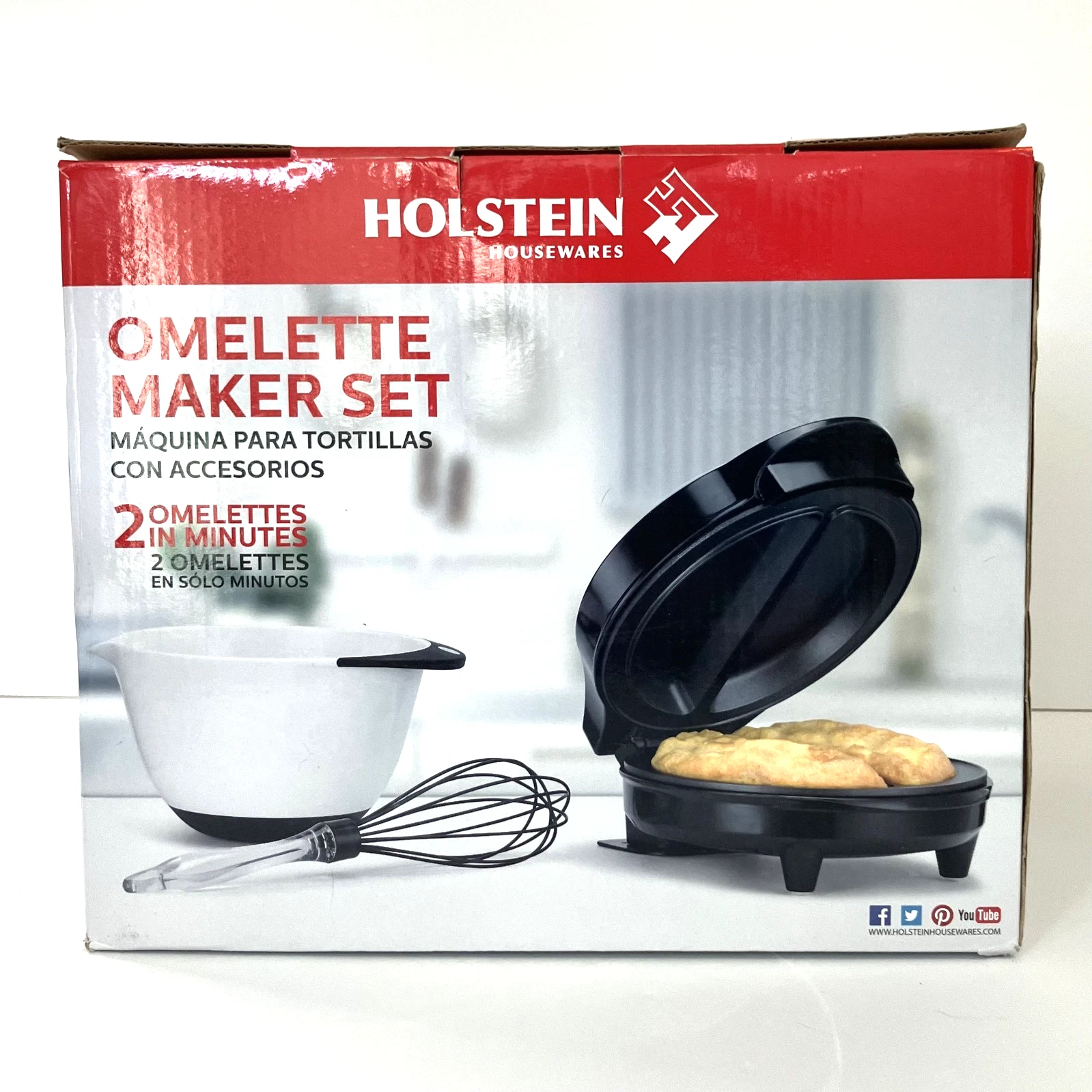 Holstein non-stick Omelet Maker Set with Bowl, Whisk & Instruction Booklet - NIB