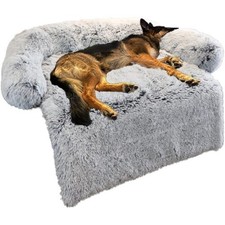 Calming Dog Bed Fluffy Plush Dog Mat for Furniture Protector Removable Cover