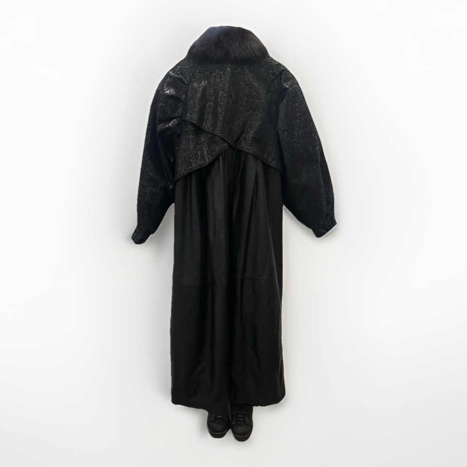 Vintage J. Percy for Marvin Richards Black Leather Snakeskin Fox Fur ...