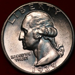 Uncirculated 1939 S San Francisco Mint Silver Washington Quarter