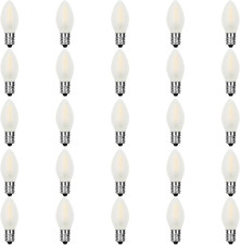 25 Pack C7 LED Frosted White Christmas Replacement Light Bulbs, C7 Vintage Ceram