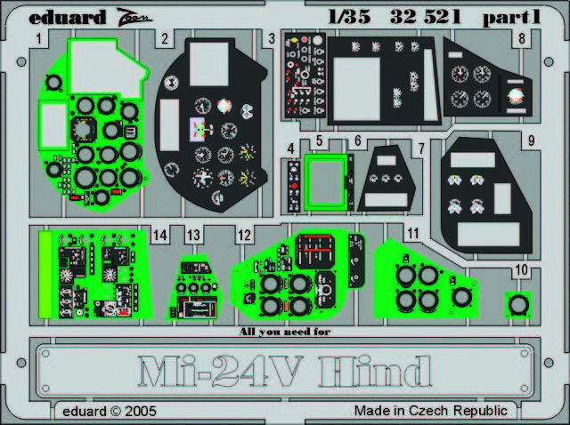 Eduard Accessories 32521 - 1:35 Mi-24V Hind - Etched Set - New