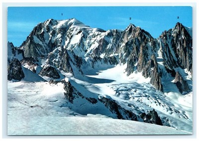 Mont Blanc Massif Alpine Peaks Glacier Snow Mountains Aosta Italy Postcard
