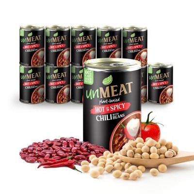 unMEAT Hot and Spicy Chili with Beans Vegan Meat (15 oz) 3, 6 or 12 Pack