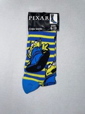 NWT Disney Pixar Toy Story Aliens Crew Socks Blue Yellow Stripe Size 9-13
