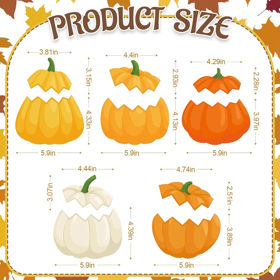 50Pcs Fall Pumpkin Paper Cutouts, Thanksgiving Bulletin Board Decorations Autumn - Image 2 of 4