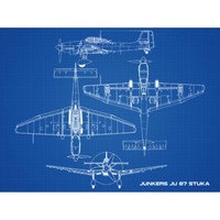 Flugzeug Junkers Ju 87 Stuka Kunstplakat Kunstdruck Leinwand 30X40 Cm