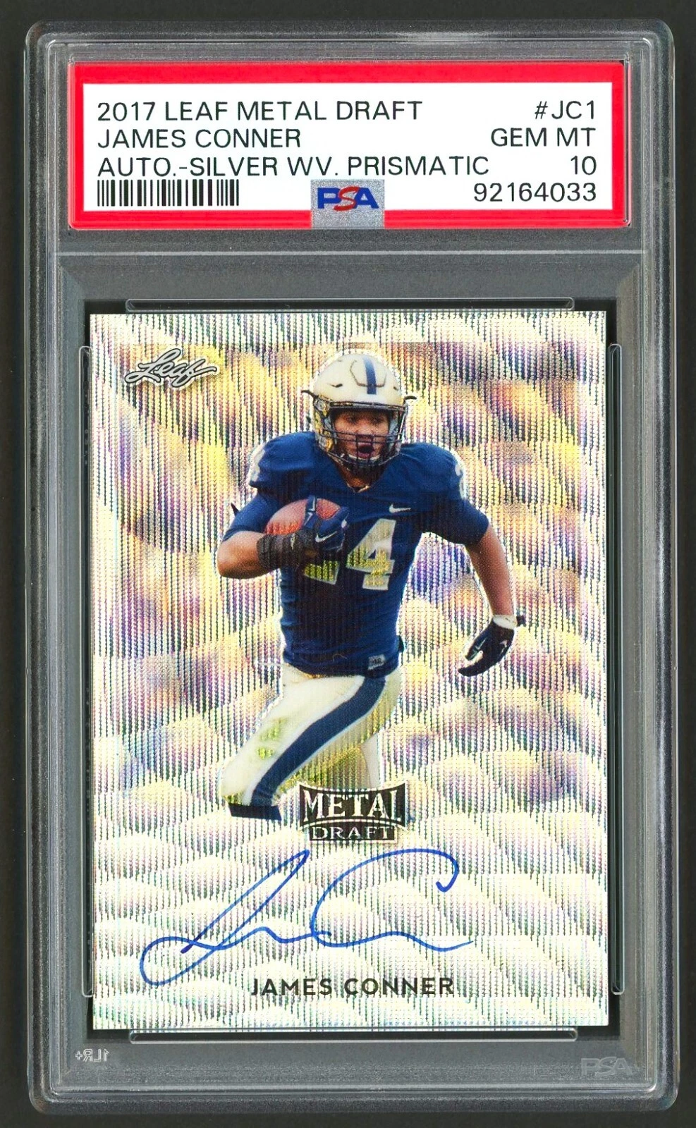 James Conner Leaf Metal Draft Autographs #JC1 Silver Wave Prismatic