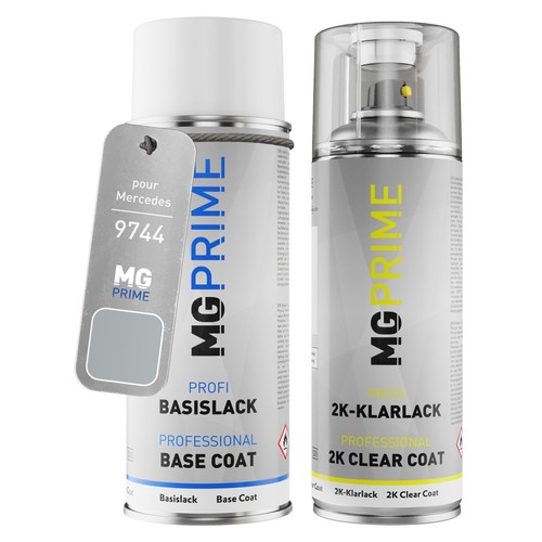 MG PRIME Peinture Voiture Bombes Aérosols Pour Mercedes 9871 Helvinsilber Metallic Peinture De Base Vernis Clair Aérosol 400ml