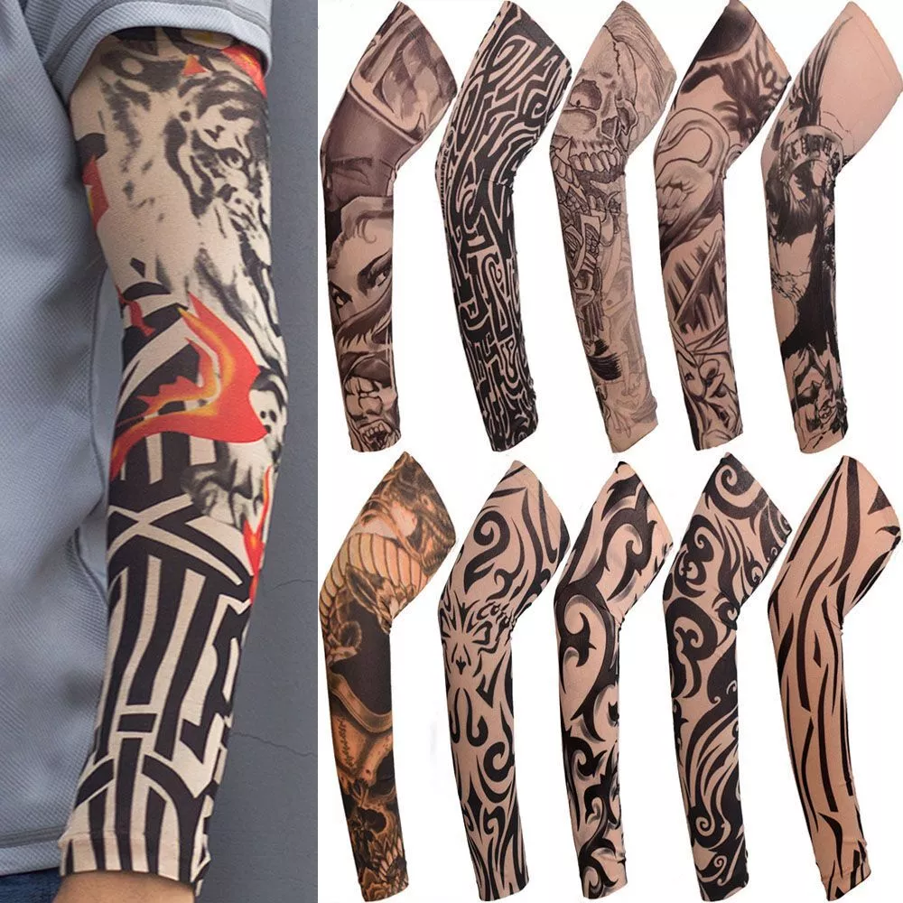Summer Cooling Tattoo Arm Sleeves Arm Cover Sun Protection Flower Arm Sleeves