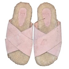 Marc Fisher LTD CANNA Pink Suede Fur Slippers Sandals Size 6 NWOB NWOT