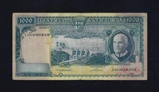 Portugal Angola 1000 Escudos 1962 P-96 rare date , note similar to P-98