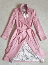 New Ted Baker Women's Rosina Dusky Pink Wrap Trench Coat Uk 12 Tb 3