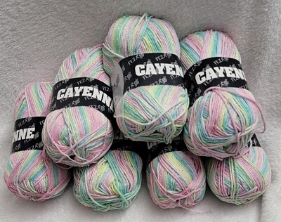 New Lot of 7 Skeins Feza Cayenne Multicolor Pastel Yarn 242yds 100g