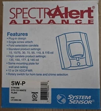 System Sensor SpectrAlert Advance SW-P Strobe STD CD White Plain - New old stock