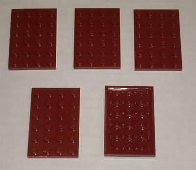 LEGO NEW 4x6 Dark Red Plate (5x) 6020122 Brick 3032