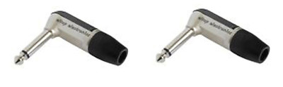2 Neutrik Rean NYS207 1/4 2 Pole 6.35 mm Mono Plug Right Angle TS NickelSilver