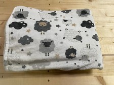 Parents Choice Baby Soft Plush Blanket 40  x30  Gray White Sheep Stars Lambs