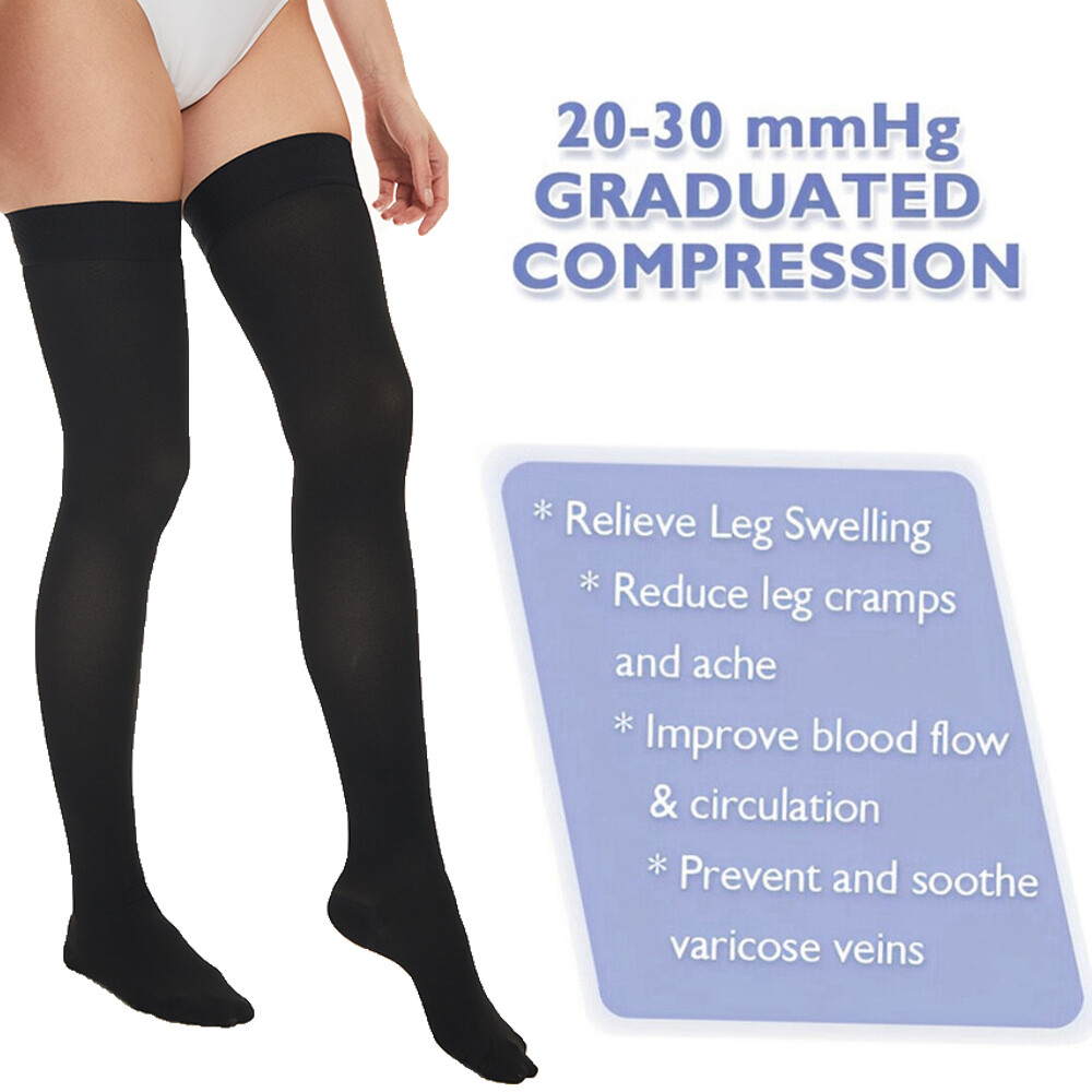Thigh High Compression Socks 20-30mmHg for Pain Relief & Support-image