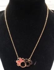 Disney Micky & Mini Mouse Ears Enamel Gold tone Necklace