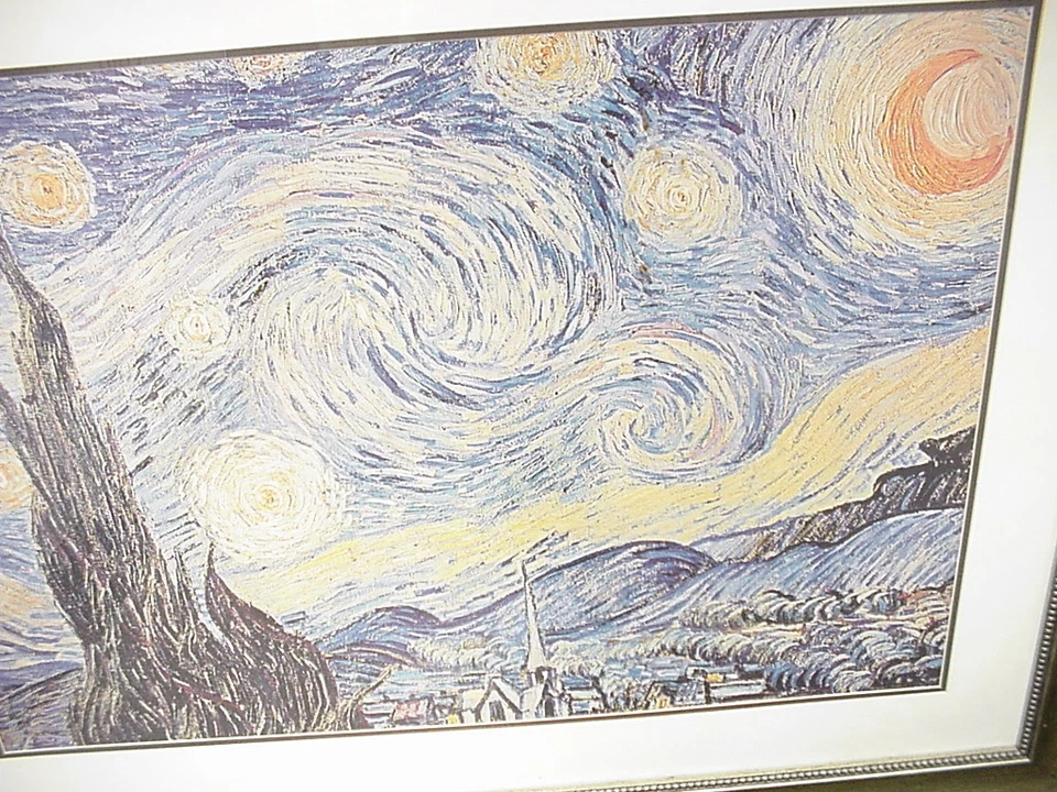 Impresión enmarcada Noche estrellada por Vincent Van Gogh decoración arte reproducción 35"x25" Foto 3 de 4