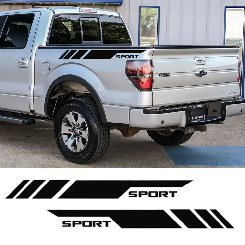 2x Glossy Black Truck Bed Side Vinyl Decal Sticker Stripe For Ford F250 F150