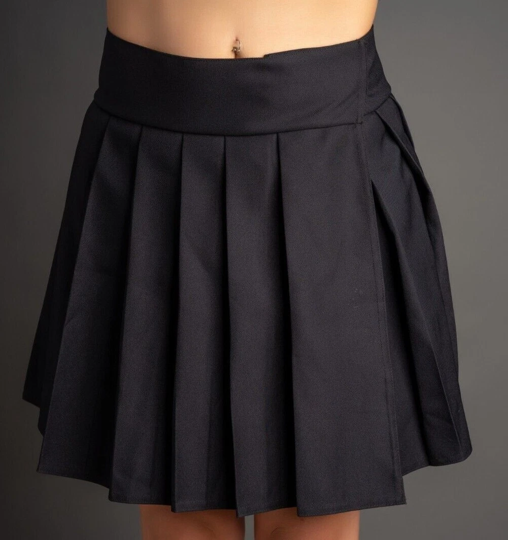 LONG SKIRT Pleated Plaid (SolidBlack)