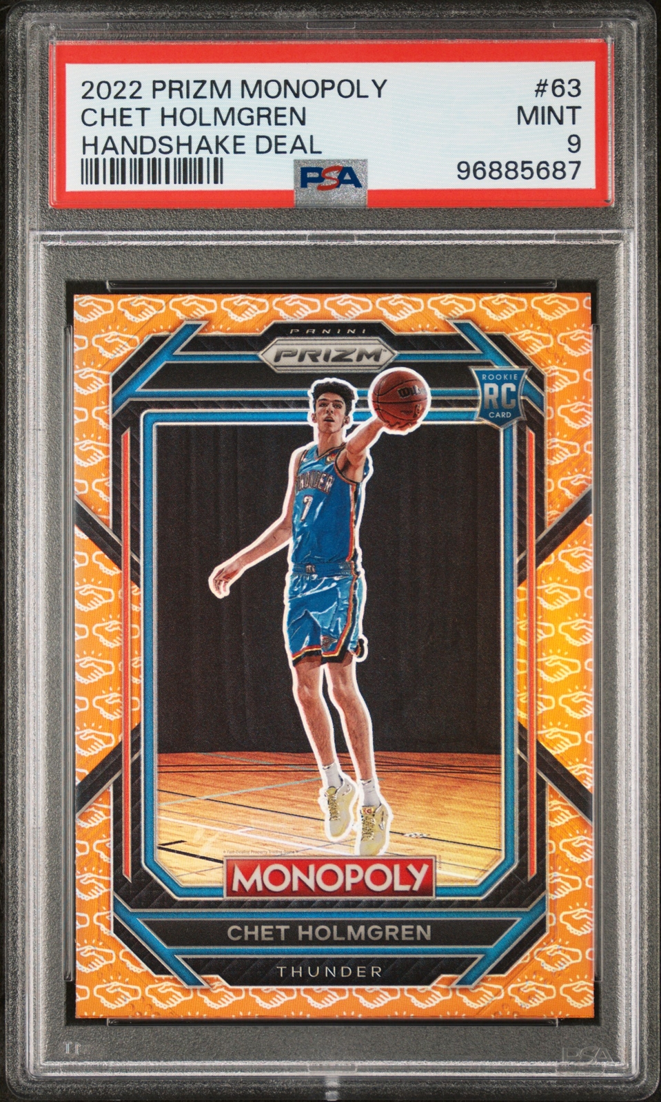 2022 PANINI PRIZM MONOPOLY HANDSHAKE DEAL #63 CHET HOLMGREN ROOKIE RC PSA 9