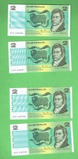 #T66.  4 CONSECUTIVE 1983 JOHNSTON / STONE  PAPER  $2 BANKNOTES KCK 400598 / 601