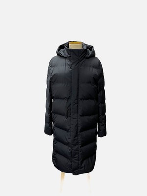 Uniqlo Women Seamless Down Long Coat Water Repellent Hooded Puffer Jacket Navy S | eBay