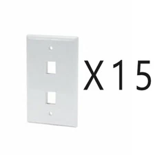 15 Pack Lot - Keystone 2 Hole Port Jack Wall Face Network CAT5e CAT6 White