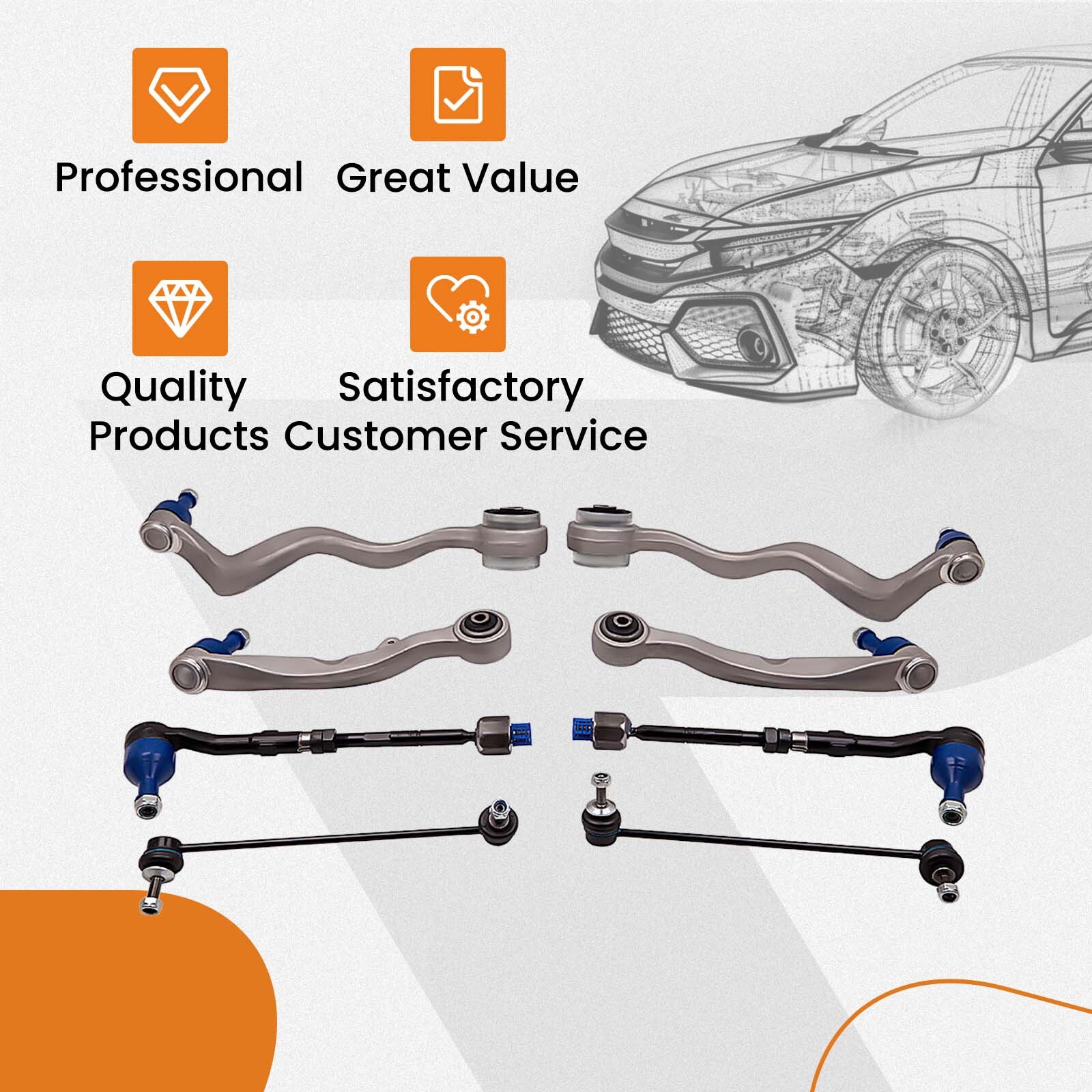 Front Control Arm Suspension Kit for BMW E60 E61 520d 525d 530d 535d 2003-2010