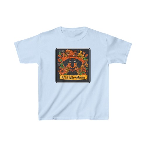 Happy Hallo-Weenie Dachshund Halloween T-Shirt Sausage Cute Wiener Dog Kids Tee - Picture 24 of 41