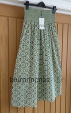 ZARA Skirt Long Printed Summer (Or Bandeau Dress ) XXL XL L M S XS Green White