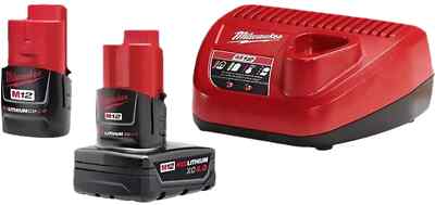 NOB Milwaukee M12 12V XC 4.0 Ah + CP 2.0 Ah Batteries & Charger Kit # 48-59-2424