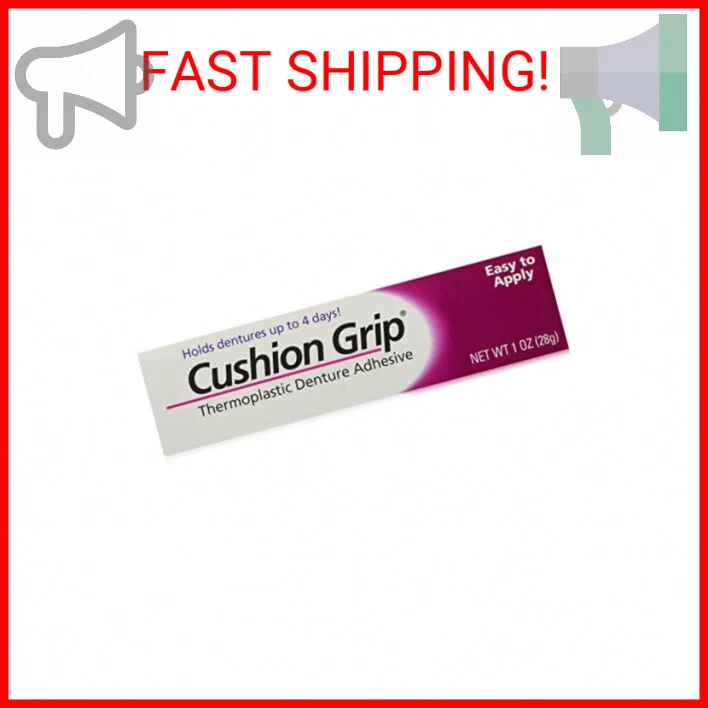 Cushion Grip Thermoplastic Denture Adhesive, 1 oz (Pack of 2, Cushion