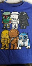 Star Wars Mini Crew Camiseta Azul C3PO Chewy Vader R2D2 Boba Fett Stormtrooper Talla L