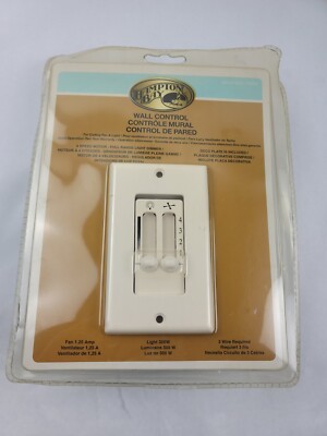 Hampton Bay 3 Wire Ceiling Fan & Light Wall Control 4 speeds Sealed Read