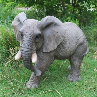 Walking Elephant Statue Garden Patio Yard Deck Outdoor Decor Gift Exotic Animal